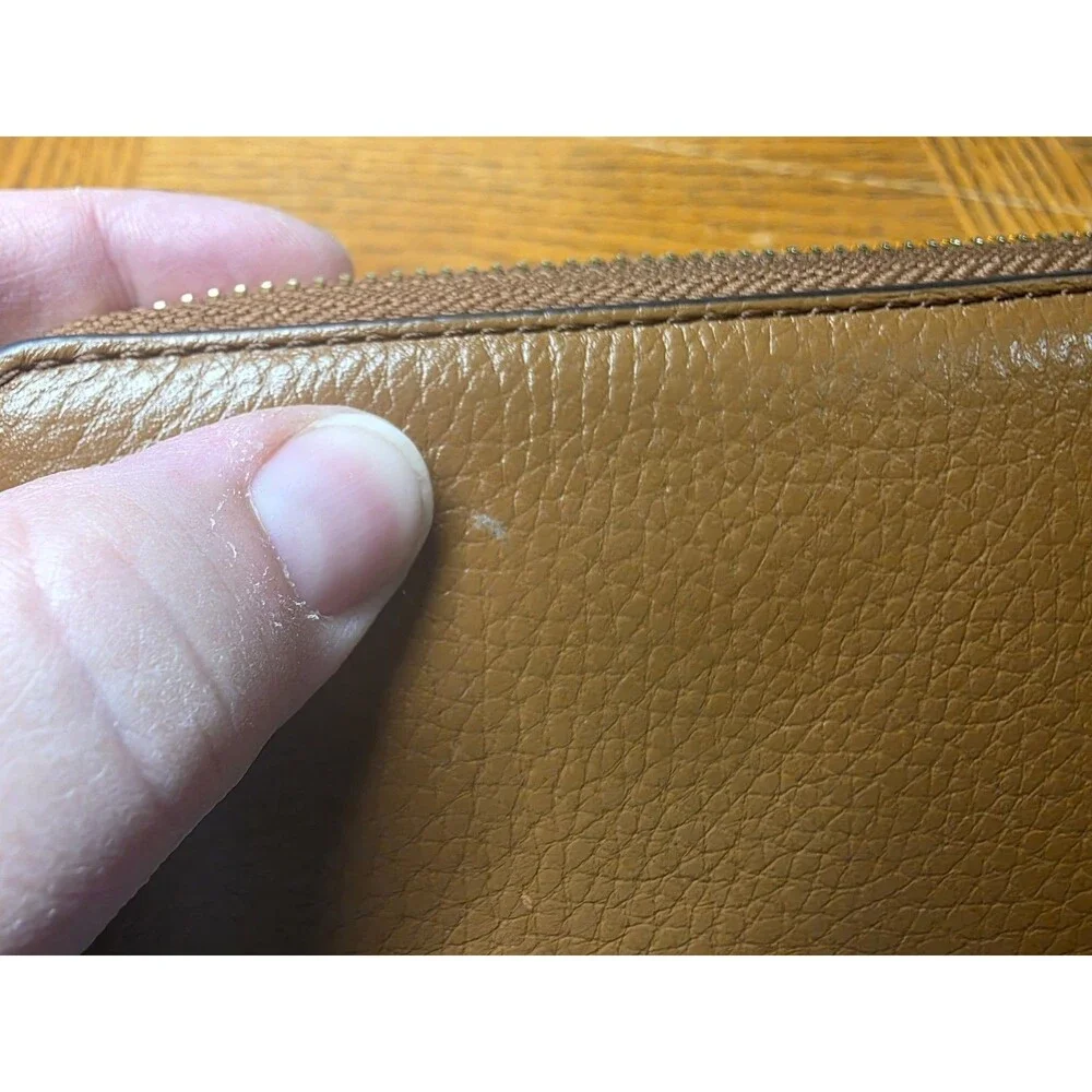 Michael Kors Brown Leather Zip Around Wallet Wristlet  Full Size